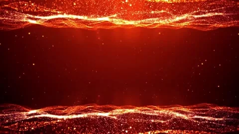 Red Waves Flowing On The Top And Bottom Border With Small Particles Vídeo Stock 139034389