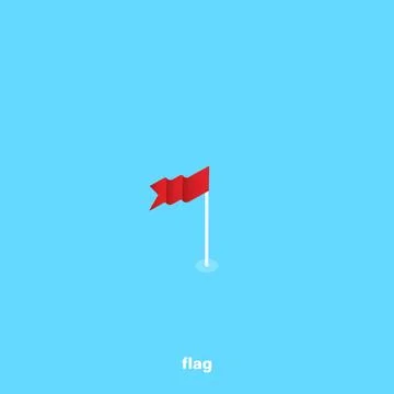 Red waving flag on a blue background, isometric image Stock Illustration