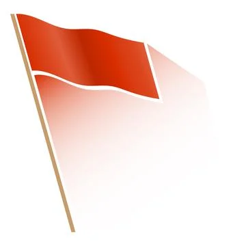 Red waving flag on pole with long shadow isolated on white background vector Stock Illustration