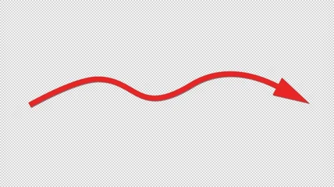 Red wavy arrow line extending and falling Stock Footage 238812572