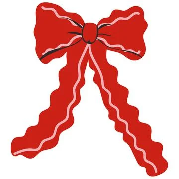 Red Wavy Christmas Bow Stock Illustration