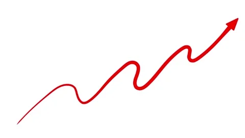 Red Wavy Growing Arrow Chart Financial Growth Motion Graphic Loop Stock-Footage 347249648