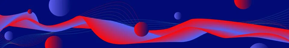 Red wavy line with gradient circles on a dark blue background - Vector Ilustración de archivo