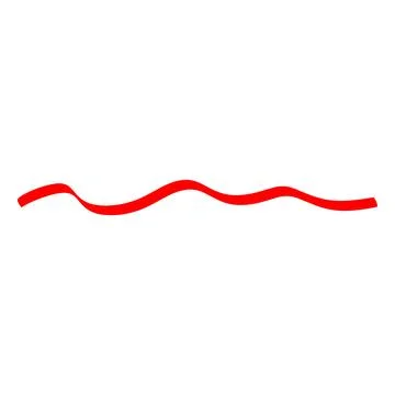 Red wavy line, hand drawn marker, border, divider, underline, highlight. Stock Illustration