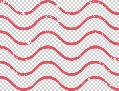 Red wavy lines create a rhythmic pattern on a black background, reminiscent.. Stock Illustration