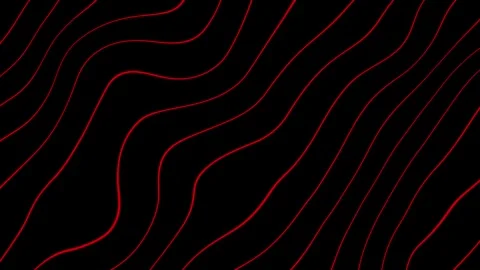 Red wavy moving diagonal lines against black background for music video Stock Footage 309869904