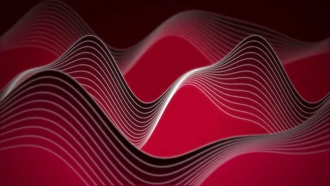 Red wavy ribbons flow smoothly in a seamless loop Stock Footage 342949291