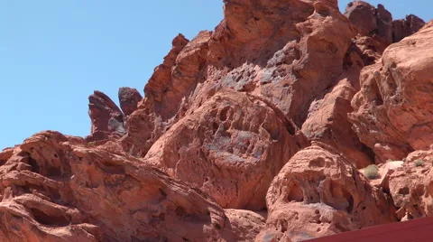 Red wavy rocks of Valley of Fire State park, NE Stockbeeldmateriaal 60023066