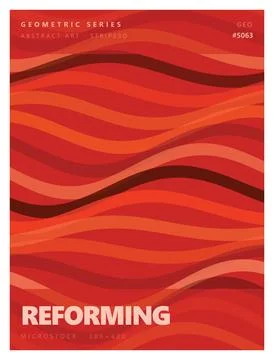 Red wavy stripes background reforming abstract waves texture. Illustrazione stock
