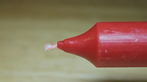 Red Wax Candle Burning, Going Out, and then Smoking Stock Footage 1215467
