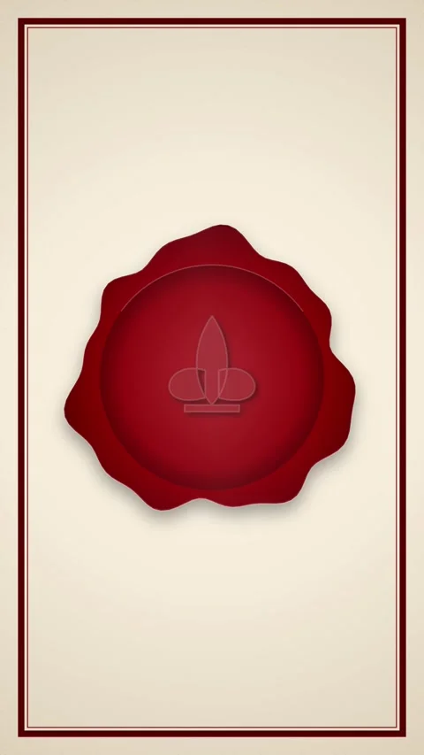 Red Wax Seal with Fleur-de-lis Symbol on Vintage Paper Background Stock Footage 346197722