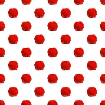 Red wax seals creating a seamless background pattern on white Stock Illustration