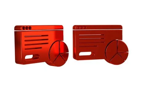 Red Web analytics information and development website statistic icon isolat.. Illustrazione stock