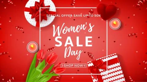 Red web banner for Women's Day sale Stock Illustration