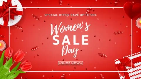Red web banner for Women's Day sale Stock Illustration