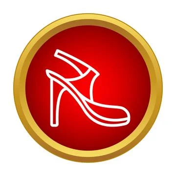 Red web button presenting high heel shoe icon Stock Illustration