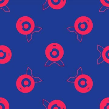 Red Web camera icon isolated seamless pattern on blue background. Chat camera 스톡 일러스트