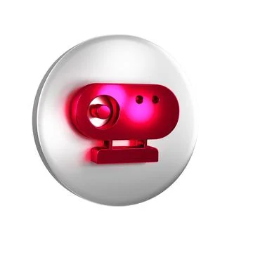 Red Web camera icon isolated on transparent background. Chat camera. Webcam.. Stock Illustration