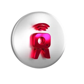 Red Web camera icon isolated on transparent background. Chat camera. Webcam.. Stock Illustration