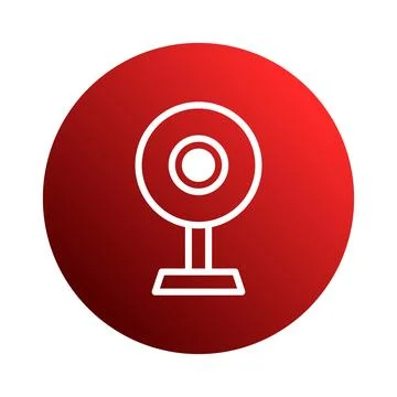 A Red Web Camera Icon on a Red Gradient Circle with a White Outline a Symbo.. 스톡 일러스트