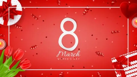 Red web card for Women's Day Stock Illustration