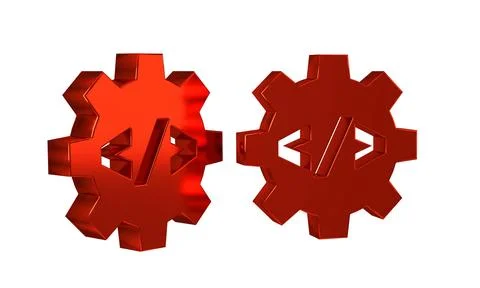 Red Web design and front end development icon isolated on transparent backg.. Stock Illustration