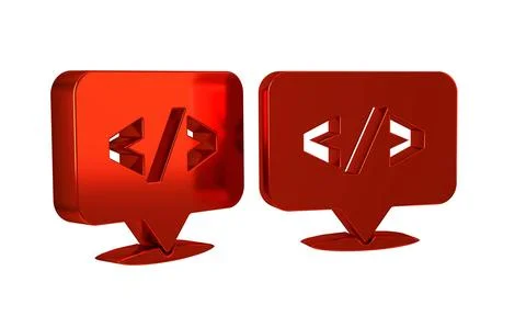 Red Web design and front end development icon isolated on transparent backg.. Stock Illustration