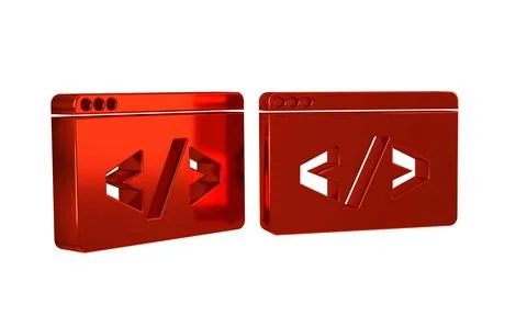 Red Web design and front end development icon isolated on transparent backg.. Stock Illustration