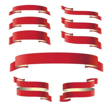 Red web ribbon banners set. Vector illustration for design 스톡 일러스트