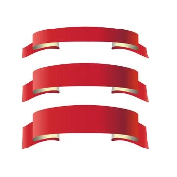 Red web ribbon banners set. Vector illustration for design Stock Illustration