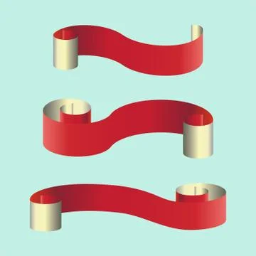 Red web ribbon banners set. Vector illustration for design Stock Illustration
