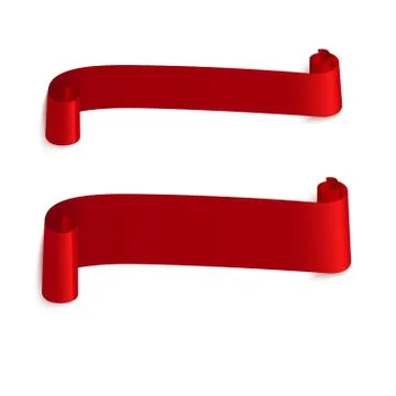 Red web ribbon banners set. Vector illustration for design Stock Illustration