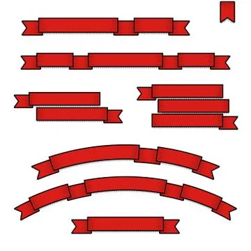 Red web ribbon banners set. Vector illustration for design Stock Illustration