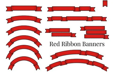 Red web ribbon banners set. Vector illustration for design 스톡 일러스트
