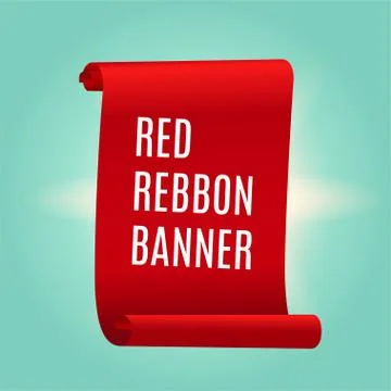 Red web ribbon wide vertical banner. Vector illustration for design 스톡 일러스트