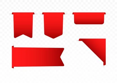 Red Web Ribbons Set With Gradient Mesh. Vector stock illustration. 스톡 일러스트