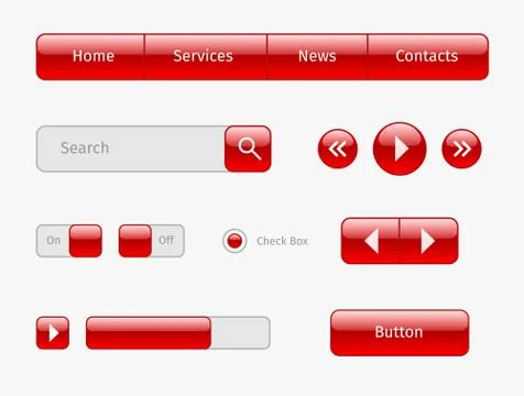 Red web ui elements on gray Illustrazione stock