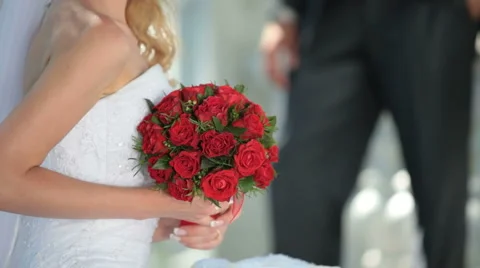 Red wedding bouquet Stock Footage