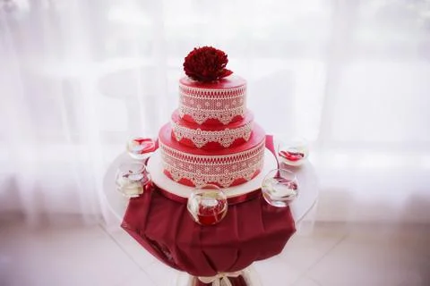 Red Wedding cake Foto stock
