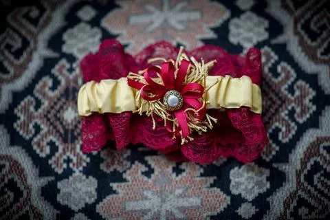 Red Wedding Garter Stock Photos