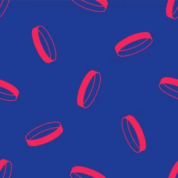 Red Wedding ring icon isolated seamless pattern on blue background. Bride and Stock Illustration