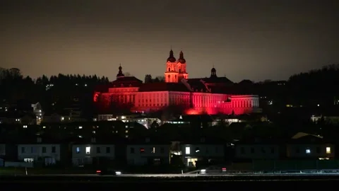 Red wednesday at the monastery stift st.florian Stock Footage 168049512