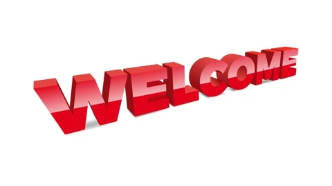 Red Welcome, text falling. Animated illustration on white background Stock Footage 160143246