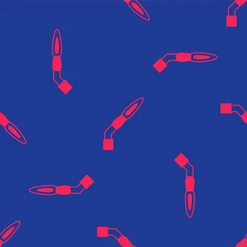 Red Welding torch icon isolated seamless pattern on blue background. Vector Stockillustratie