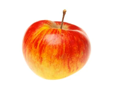 Red wet apple with leaf Stock Photos