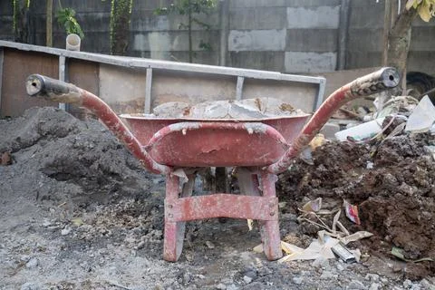 Red wheelbarrow Stock Photos