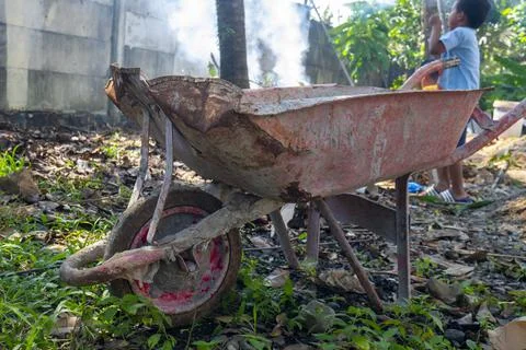 Red wheelbarrow Stock Photos