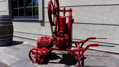 Red wheeled water pump Stock Footage 92772131