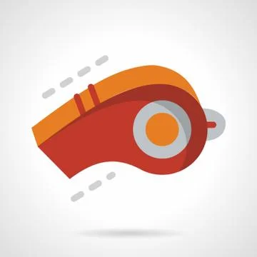 Red whistle flat color design vector icon Stock Illustration