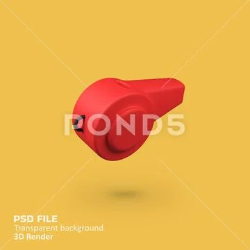 Red whistle isolated 3d render icon illustration PSD Template